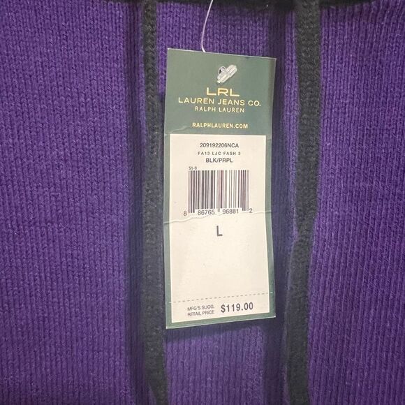 Ralph Lauren Kangaroo Pouch Drawstring Hood Sweater New $110 - Picture 8 of 9